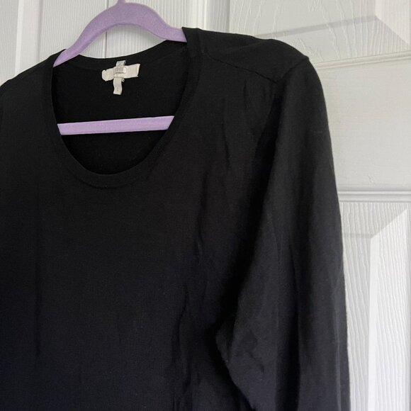 Joie Iona Black Wool Silk Blend Knit Ruffle Hem Sweater Women's Size Large L - Picture 3 of 10